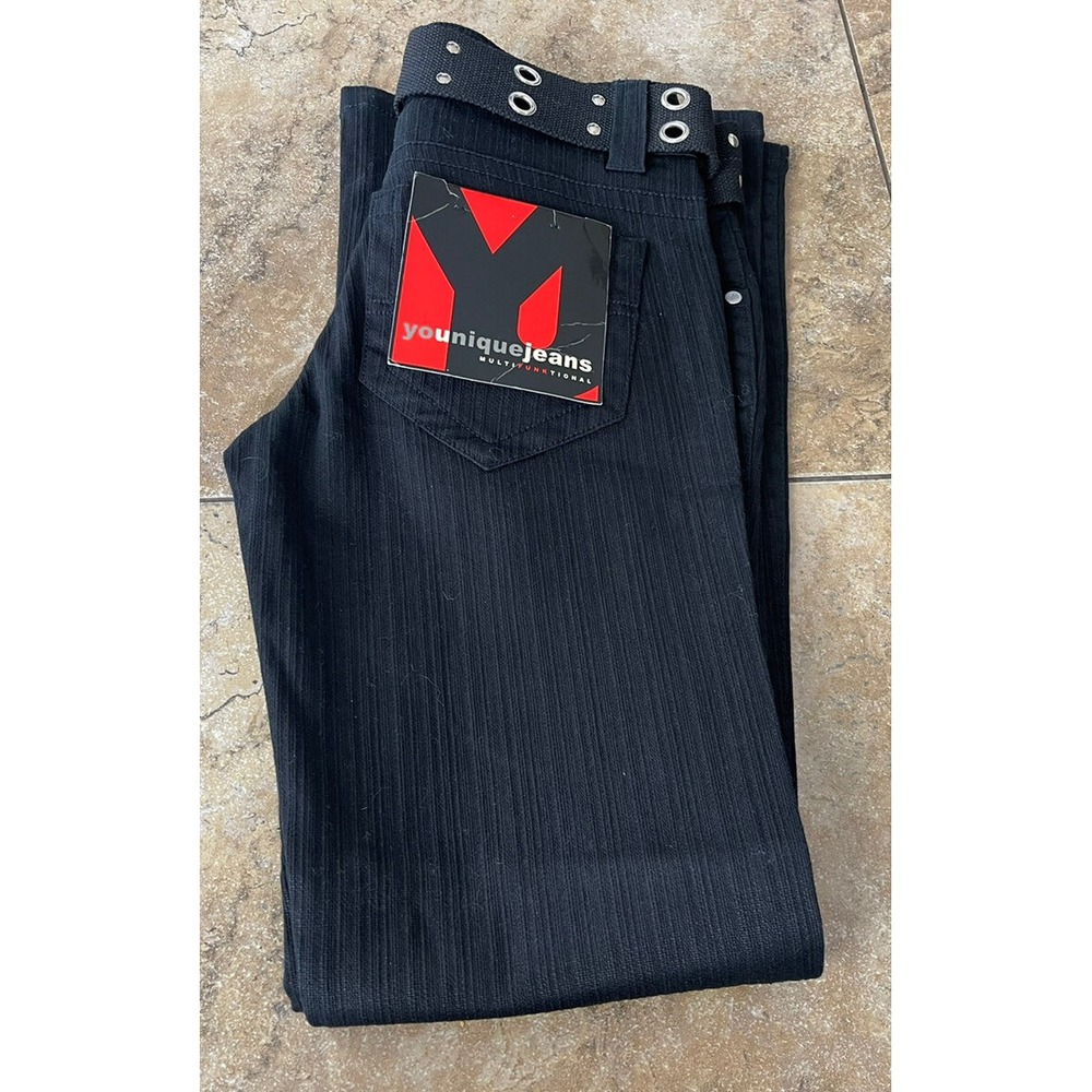 Younique Womens Boot Cut Jeans Pockets Mid Rise Black Denim Juniors